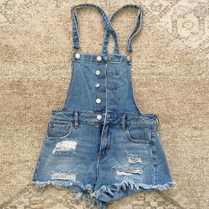 denim overall shorts